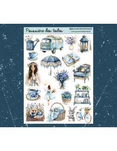 Feuille d’autocollants, Stickers pour Bullet Journal bleu