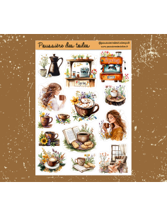 Feuille d’autocollants, Stickers pour Bullet Journal café