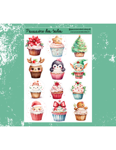 Feuille d’autocollants, Stickers pour Bullet Journal cupcakes