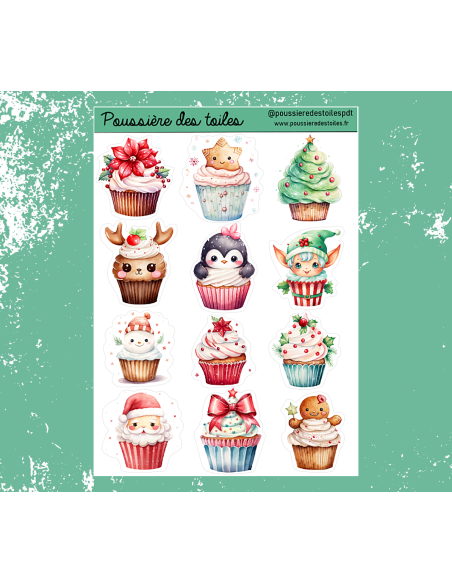 Feuille d’autocollants, Stickers pour Bullet Journal cupcakes