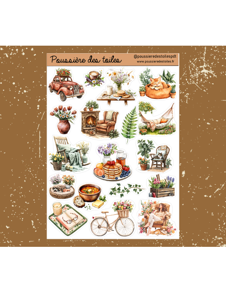 Feuille d’autocollants, Stickers pour Bullet Journal jardin