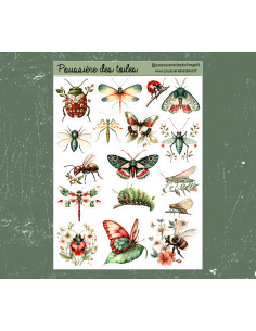 Feuille d’autocollants, Stickers pour Bullet Journal insectes