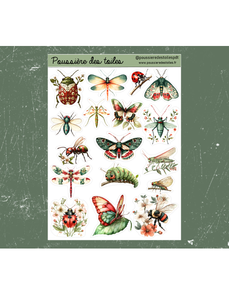 Feuille d’autocollants, Stickers pour Bullet Journal insectes