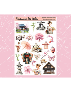 Réf 47 Feuille d’autocollants, Stickers pour Bullet Journal asie