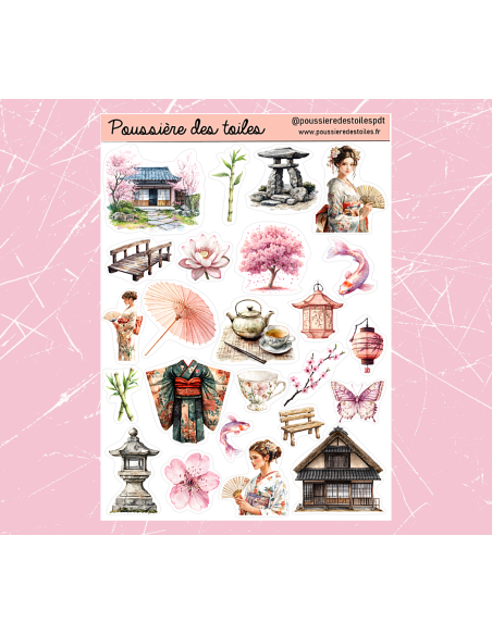 Réf 47 Feuille d’autocollants, Stickers pour Bullet Journal asie