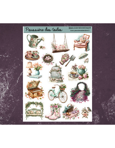 Réf 52 Feuille d’autocollants, Stickers pour Bullet Journal jardin