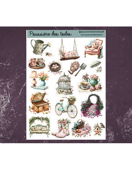 Réf 52 Feuille d’autocollants, Stickers pour Bullet Journal jardin