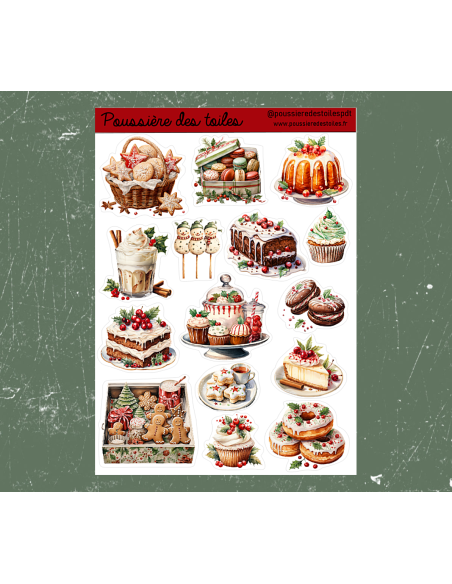 Réf 54 Feuille d’autocollants, Stickers pour Bullet Journal noel