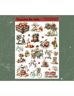 Réf 68 Feuille d’autocollants, Stickers pour Bullet Journal pommes