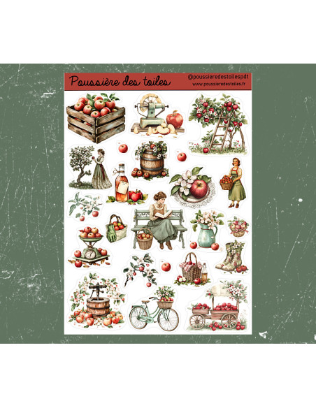 Réf 68 Feuille d’autocollants, Stickers pour Bullet Journal pommes