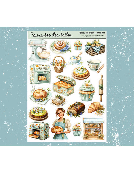 Réf 70 Feuille d’autocollants, Stickers pour Bullet Journal patisserie