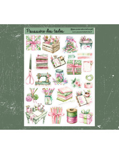 Réf 75 Feuille d’autocollants, Stickers pour Bullet Journal scrap