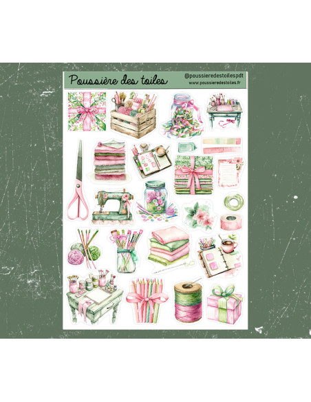 Réf 75 Feuille d’autocollants, Stickers pour Bullet Journal scrap