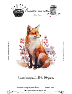Grille point de croix : Renard campanules Papier