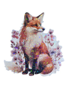 Stickers holographique renard campanules