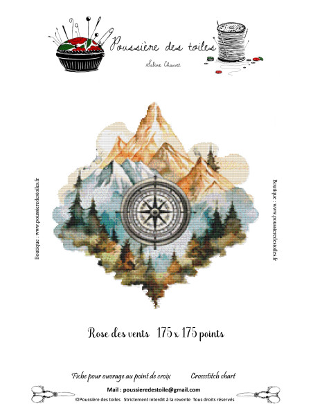 Grille point de croix : Rose des vents  PDF
