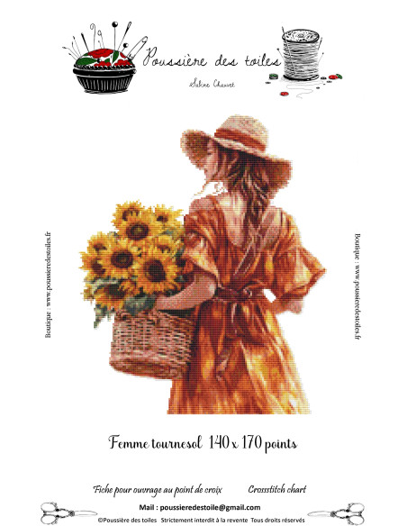 Grille point de croix : Femme tournesol PDF