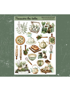 Réf 79 Feuille d’autocollants, Stickers pour Bullet Journal cuisine
