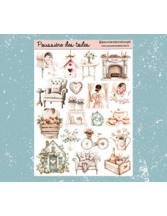 Réf 81 Feuille d’autocollants, Stickers pour Bullet Journal amour