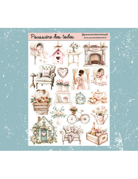 Réf 81 Feuille d’autocollants, Stickers pour Bullet Journal amour