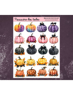 Réf 85 Feuille d’autocollants, Stickers pour Bullet Journal citrouilles