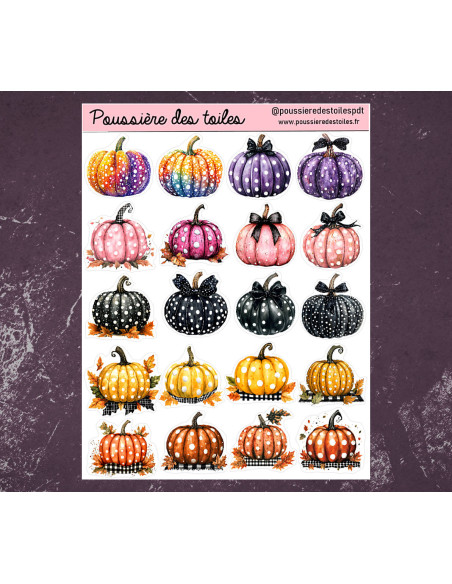 Réf 85 Feuille d’autocollants, Stickers pour Bullet Journal citrouilles