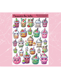 Réf 87 Feuille d’autocollants, Stickers pour Bullet Journal jus de fruits