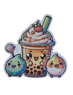 Stickers holographique jus de fruit