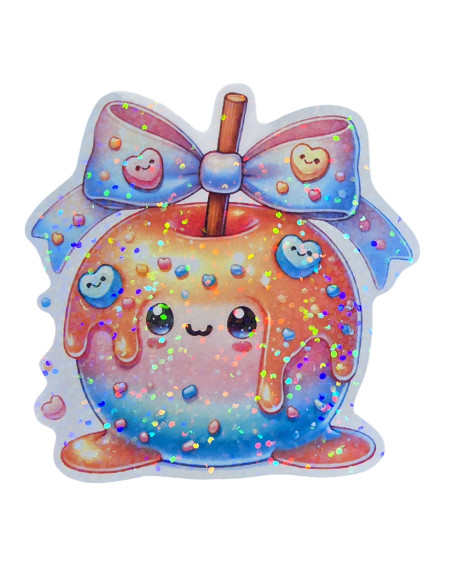Stickers holographique pomme d'amour