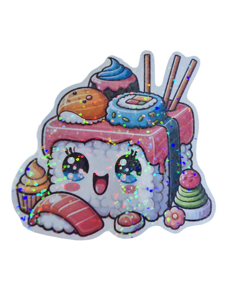 Stickers holographique sushi