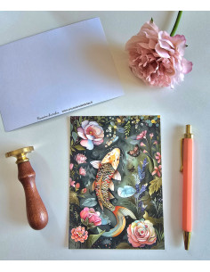 Carte postale carpe koï postcrossing scrapbooking correspondance écriture