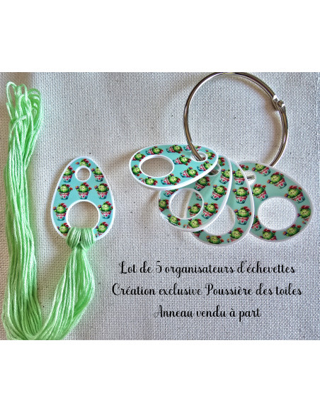 Lot de 5 organisateurs d'échevettes cactus coeur