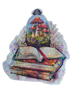 Stickers holographique champignon livre