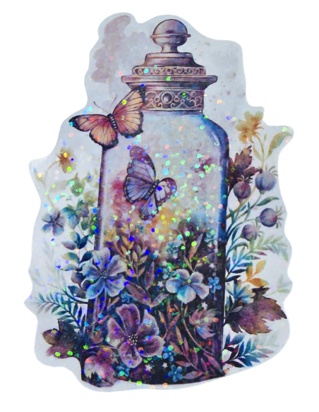Stickers holographique cloche papillon
