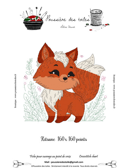 Grille point de croix : Kitsune Papier