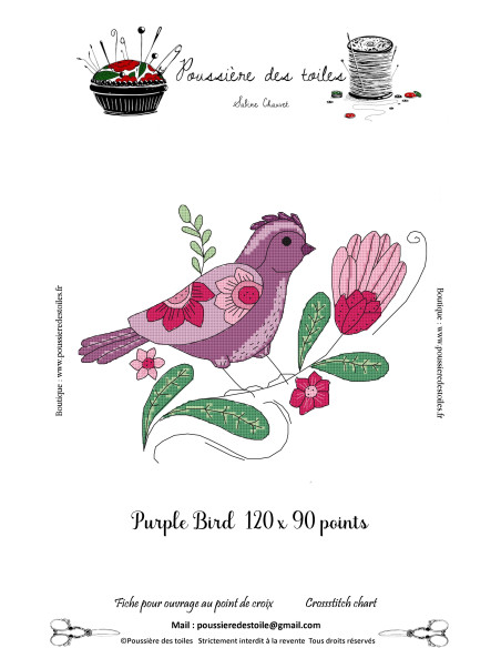 Grille point de croix : Purple bird PDF