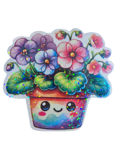 Stickers holographique plante kawaïï