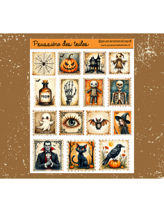 Réf 91 Feuille d’autocollants, Stickers pour Bullet Journal halloween