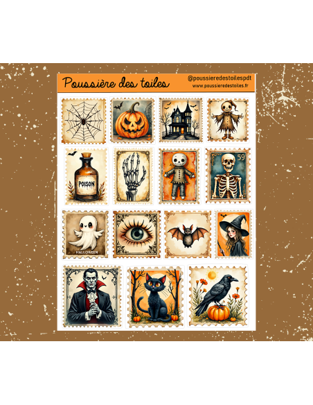 Réf 91 Feuille d’autocollants, Stickers pour Bullet Journal halloween