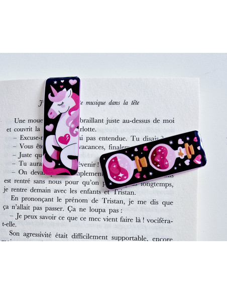 Lot de 2 Marque page magnétique lircorne potion