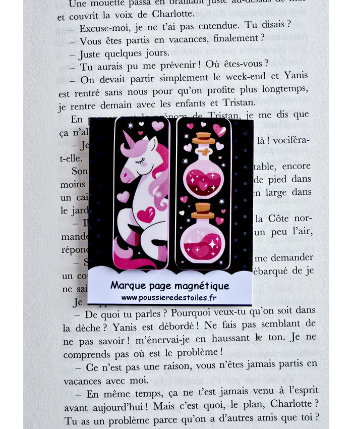 Lot de 2 Marque page magnétique lircorne potion