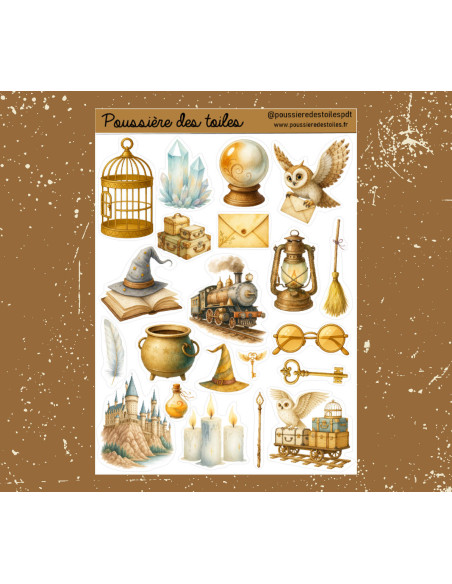 Réf 95 Feuille d’autocollants, Stickers pour Bullet Journal HP