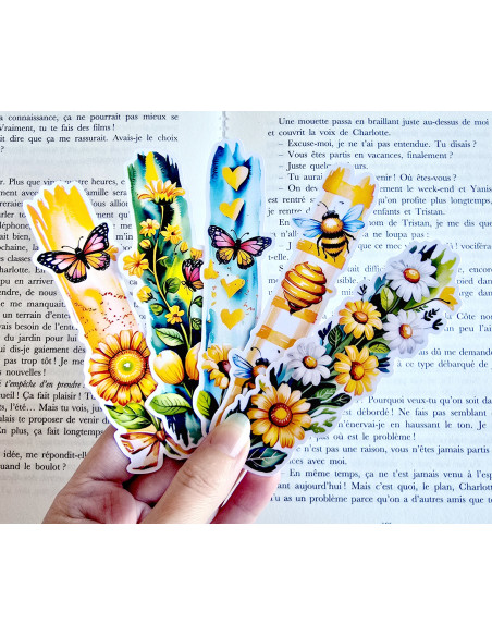 Lot de 5 Marque-pages abeille papillon