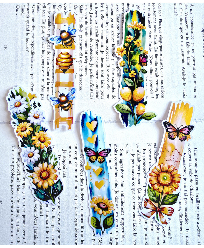 Lot de 5 Marque-pages abeille papillon