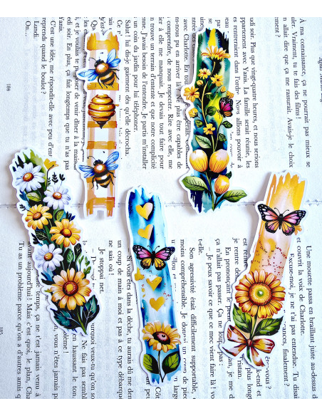 Lot de 5 Marque-pages abeille papillon