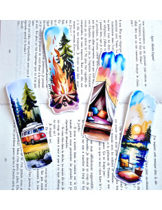 Lot de 4 Marque-pages abeille camping 2