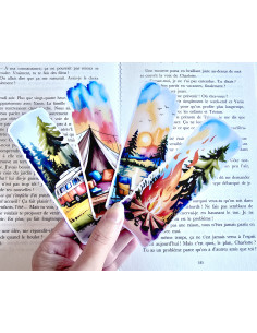 Lot de 4 Marque-pages abeille camping
