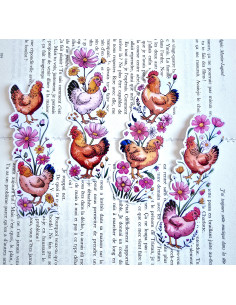Lot de 4 Marque-pages poules 2