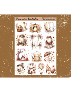 Réf 100 Feuille d’autocollants, Stickers pour Bullet Journal Halloween