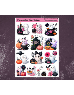 Réf 101 Feuille d’autocollants, Stickers pour Bullet Journal Halloween